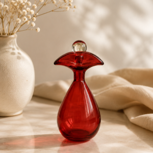 Hand Blown Red Glass Perfume Bottle
