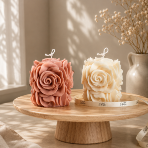 Handmade Rose Soy Wax Pillar Candle